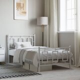 Maison Chic Kovinski Posteljni okvir - Enojna postelja - Postelja za odrasle z vzglavjem in vznožjem bel 90x190 cm, (21695628) | Shoptok.si