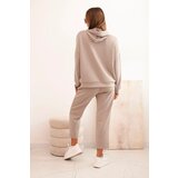 Kesi Włoski Set women's buttery hoodie and pants with a belt dark beige | Shoptok.si
