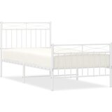  The Living Store Kovinski posteljni okvir z vzglavjem in vznožjem bel 90x200 cm - Posteljni Okvir, (21448965) | Shoptok.si