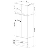 AKORD Garderobna Omara Z Nadgradnjo, 2 Vrata In 2 Predala, Wenge, (5000331719) | Shoptok.si