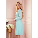Numoco pleated dress with neckline and long sleeves | ePonuda.com