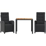  3-dijelni bistro set s jastucima crni od poliratana Crna Dužina stola 90 cm | shoptok.hr