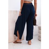 Kesi Włoski Women's viscose trousers with leg slit navy blue | Shoptok.si
