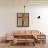  Vrtna sedežna garnitura 11-delna medeno rjava trdna borovina, (20973489) Cene