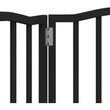 vidaXL Vrata za pse zložljiva 3 paneli črna 150 cm topolovina | Shoptok.si