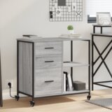vidaXL Pisarniška omara Siva sonoma 76 x 41 x 72 cm Konstruiran les | Shoptok.si