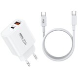 Remax SET:Strujni punjac 1XUSB 3.0+TIP C 20W+kabl TIP C RP-U120, beli Cene