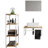 MID.YOU kopalnica bitila 60, bela, barva hrasta, 4-Delno | Shoptok.si