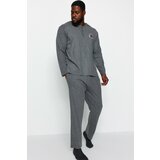 Trendyol Plus Size Pajama Set - Gray - Plain Cene