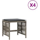  Vrtni stolci s jastucima 4 kom sivi 41x41x36 cm od poliratana | Eponuda.ba