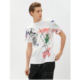 Koton Slogan Printed T-Shirt Abstract Drawing Detailed Crew Neck Cotton | Shoptok.si