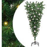 vidaXL Obrnuti umjetni božićni drvce s balonima Zelena 150 cm PVC | shoptok.hr