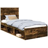  Krevetna konstrukcija s uzglavljem Dimljeni hrast 90 x 190 cm | shoptok.hr