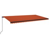 vidaXL Ročno zložljiva tenda z LED lučmi 600x350 cm oranžna in rjava, (20702517) | Shoptok.si