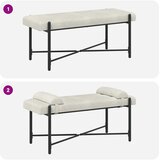  Klupa s gumbima i jastučićima Krem 110 x 40 x 46 cm Baršun | shoptok.hr