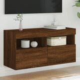 vidaXL Stenska TV omarica z LED lučkami rjavi hrast 80x30x40 cm Cene