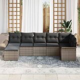  Sjedeća garnitura za vrt 7 kom. Siva poliratan 297,5 x 132,5 x 69 cm | Shoptok.si