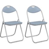  Zložljiva stolica 2 pcs Siva 48 x 43,5 x 81 cm Umjetno usnje, (5000296925) | Shoptok.si