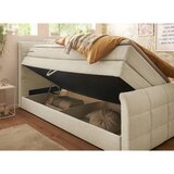 MID.YOU POSTELJA BOXSPRING 100 cm x 200 cm , tekstil, leseni material krem barve | Shoptok.si