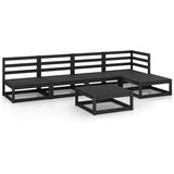  Sedežna garnitura 6-delna črna trdna borovina | Shoptok.si