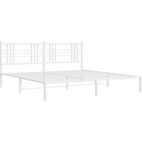  Metalni okvir za krevet s uzglavljem bijeli 200x200 cm | Eponuda.ba