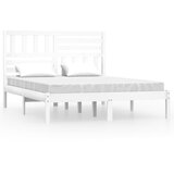 The Living Store Posteljni okvir brez vzmetnice bel 150x200 cm trdna borovina - Posteljni Okvir, (21503622) | Shoptok.si
