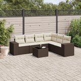 Maison Chic Seti vrtnega pohištva - Vrtna garnitura - Vrtni pohištvo set 7-delna z blazinami rjav poli ratan, (21802123) | Shoptok.si