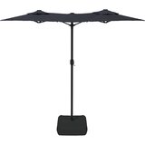 Dvostruki vrtni suncobran s LED svjetlima crni 316 x 145 cm | shoptok.hr