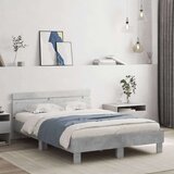 vidaXL Posteljni okvir z vzglavjem betonsko siv 120x200 cm inž. les | Shoptok.si