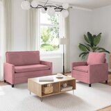  Set sofe 2 kom. Ružičasta Baršun - Ružičasta 1-sjedalo (60 cm) +2-sjedalo (110 cm) | shoptok.hr