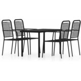  5-dijelni vrtni blagovaonski set crni Crna Dužina stola 140 cm | Shoptok.si