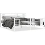  Metalni okvir kreveta uzglavlje i podnožje bijeli 193x203 cm | shoptok.hr