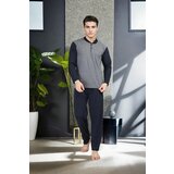 Dewberry J2542 Mens Jacquard Pyjama Set-GREY cene