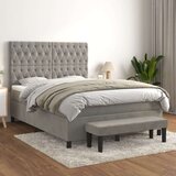  Box spring postelja z vzmetnico svetlo siva 140x200 cm žamet, (20883904) | Shoptok.si