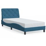  The Living Store Posteljni okvir z vzglavjem moder 90x200 cm žamet - Posteljni Okvir, (21490711) | Shoptok.si