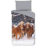Good Morning Siva enojna flanelna otroška posteljnina 140x200 cm Happy Horses – | Shoptok.si