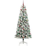 vidaXL Umjetno božićno drvce s nogom Zelena i bijela 180 cm PVC | shoptok.hr