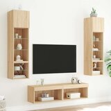  6-dijelni zidni TV elementi s LED svjetlima boja hrasta drveni | Eponuda.com