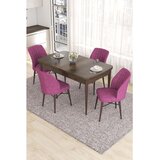 Hanah home trpezarijski set Eva, sto na razvlačenje i 4 stolice, ploča u dekoru drveta Baroque, ljubičasta tkanina Babyface | Eponuda.com