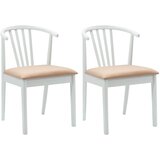  Stolac za blagovanje 2 pcs Bijela i smeđa Čvrsto drvo | Eponuda.com