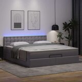 vidaXL Otomanski posteljni okvir z vzmetnico siv 160x200 cm um. usnje | Shoptok.si