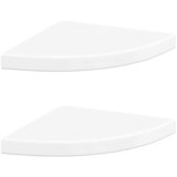  Plutajuće kutne police 2 kom sjajne bijele 35 x 35 x 3,8 cm MDF | shoptok.hr