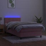  box spring s madracem LED ružičasti 90x190 cm baršunasti | shoptok.hr