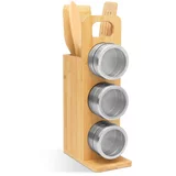 Bewello Magnetno stojalo za začimbe + kuhinjski set iz bambusa 7 delni 80 x 135 x 275 mm