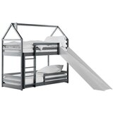 Molarem Home Drveni dječji krevet na kat Play s toboganom - grafit - 190x90 - Madrac PE pjena 8 cm-spužvasti madrac | shoptok.hr