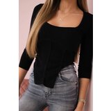 Kesi Ribbed blouse with neckline black | Shoptok.si