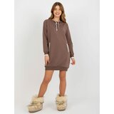 Fashion Hunters Women's sweatshirt dress with pockets - brown Cene