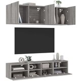  5-dijelni zidni TV elementi siva boja hrasta konstruirano drvo | shoptok.hr