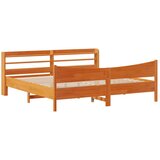 Maison Chic Posteljni okvir - Dvoposteljna postelja - Zakonska postelja z vzglavjem voščeno rjava 200x200 cm borovina, (21693826) Cene
