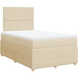 vidaXL Box spring postelja z vzmetnico krem 120x200 cm blago, (21309945) | Shoptok.si